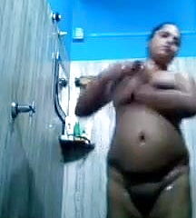 Indian aunty bathing